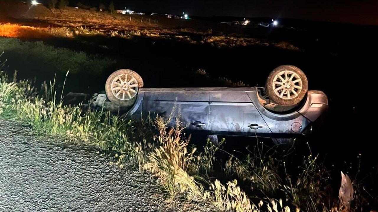 Kontrolden çıkan araç takla attı