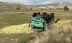 Afyonkarahisar'da tır devrildi: 13 ton mısır silajı telef oldu!