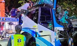 Tayland'da iki katlı otobüs ağaca çarptı!