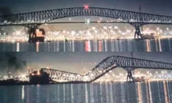 ABD'de kargo gemisinin çarptığı köprü yıkıldı!