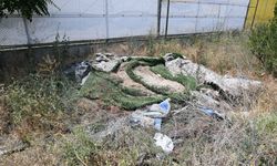 Eskişehir'de halı sahanın eski çimleri boş alana atıldı!