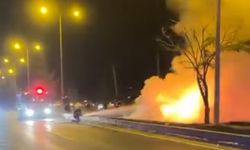 Alevlere teslim olan otomobilin sürücüsü yaralandı