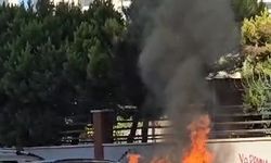 Park halindeki araç alev alev yandı