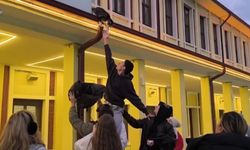 Tren istasyonu çatısında ilginç kedi olayı!