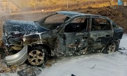 Alev alev yanan otomobil hurdaya döndü