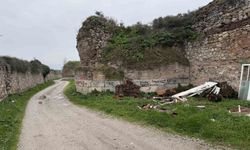 2 bin yıllık surlara sprey boya ile yazılan yazılar tepki çekti