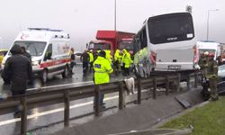 Kuzey Marmara Otoyolu'nda polisleri taşıyan servis kaza yaptı!