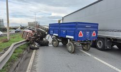 Çevre yolunda traktör devrildi