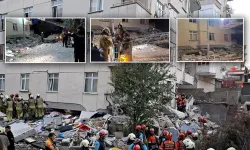 7 katlı binada korkutan çökme