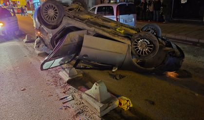 Otomobil takla attı!