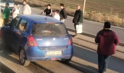 Tramvay yolunda kaza!