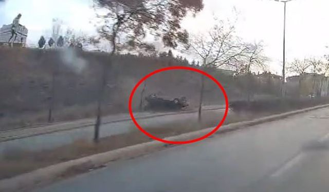 Eskişehir'de otomobil takla attı: Kaza anı böyle görüntülendi