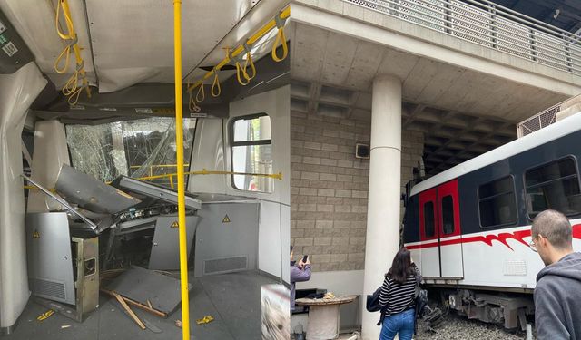 İzmir'de ilginç olay: Metro raydan çıkıp duvara çarptı!