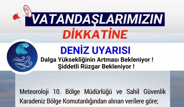 Samsun’da yüksek dalga ve rüzgar uyarısı