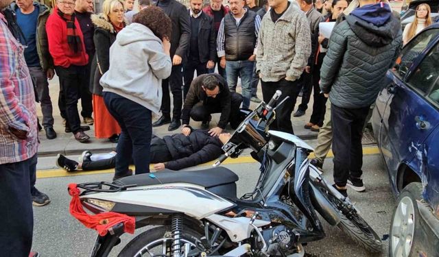 Aynı yöne giden motosiklet ve otomobil çarpıştı: 1 yaralı