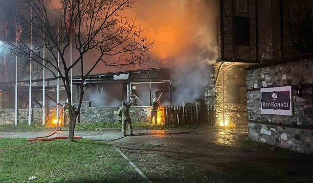 2 katlı otelin çatısında yangın: Alevler geceyi aydınlattı