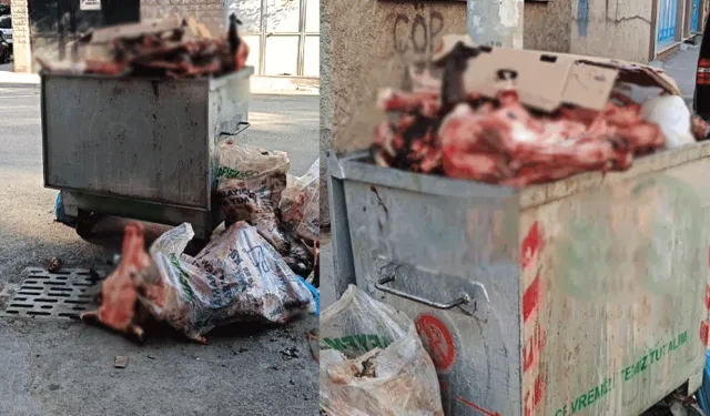 Kurban atıkları çöp konteynerinden taştı... Sosyal Medyada tepki yağdı