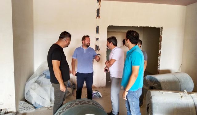 Eskişehir'de yapımı süren kız öğrenci yurdunda saha incelemesi yaptılar....