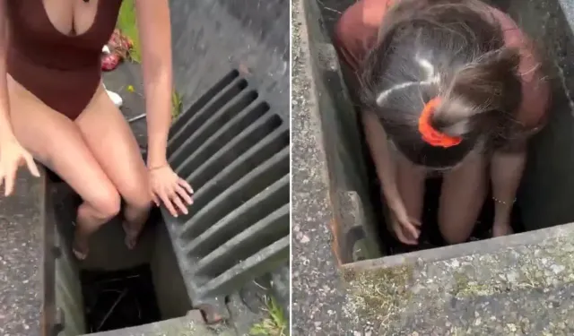 Bir an bile düşünmeden kanalizasyona atladı