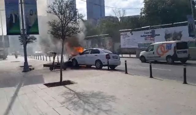 Tabelaya çarptı alev alev yandı...