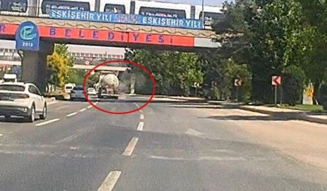 Tankerin lastiği büyük gürültüyle patladı