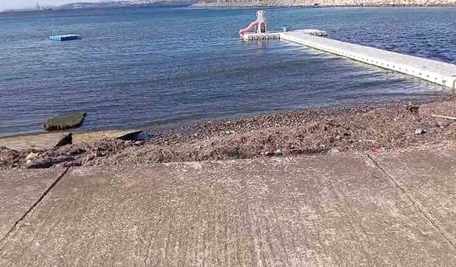 Kırmızı renkli su denize döküldü