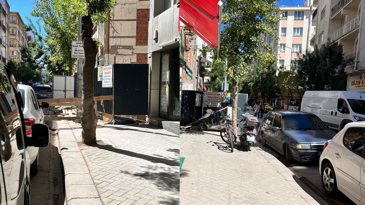 Eskişehir’de kaldırım kapandı, yayalar yola indi